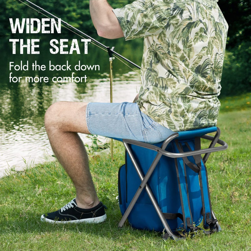 PORTAL Backpack Cooler Chair Fishing Chairs with Backrest Folding Camping Stool Compact for Outdoors Hiking Hunting Travel, Supports 225 lbs Capacity - Image 5
